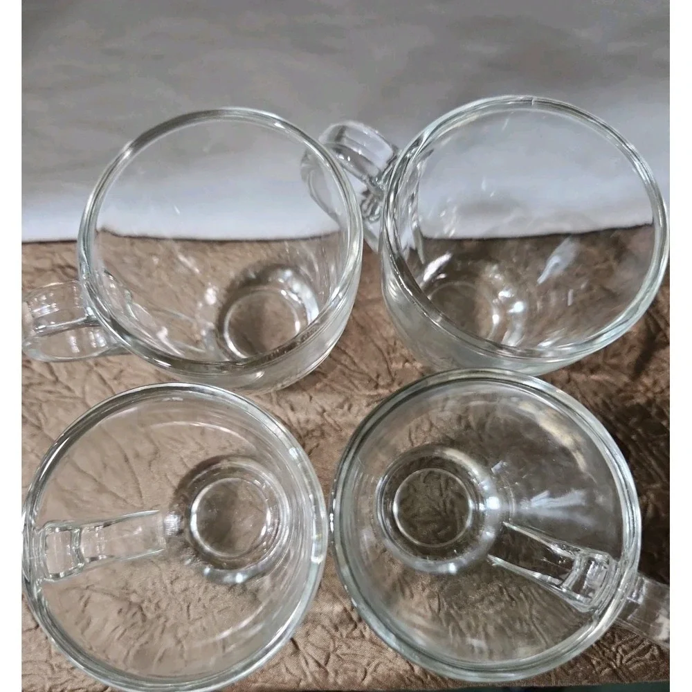 Clear Glass Espresso Cup Art Deco Set of 4